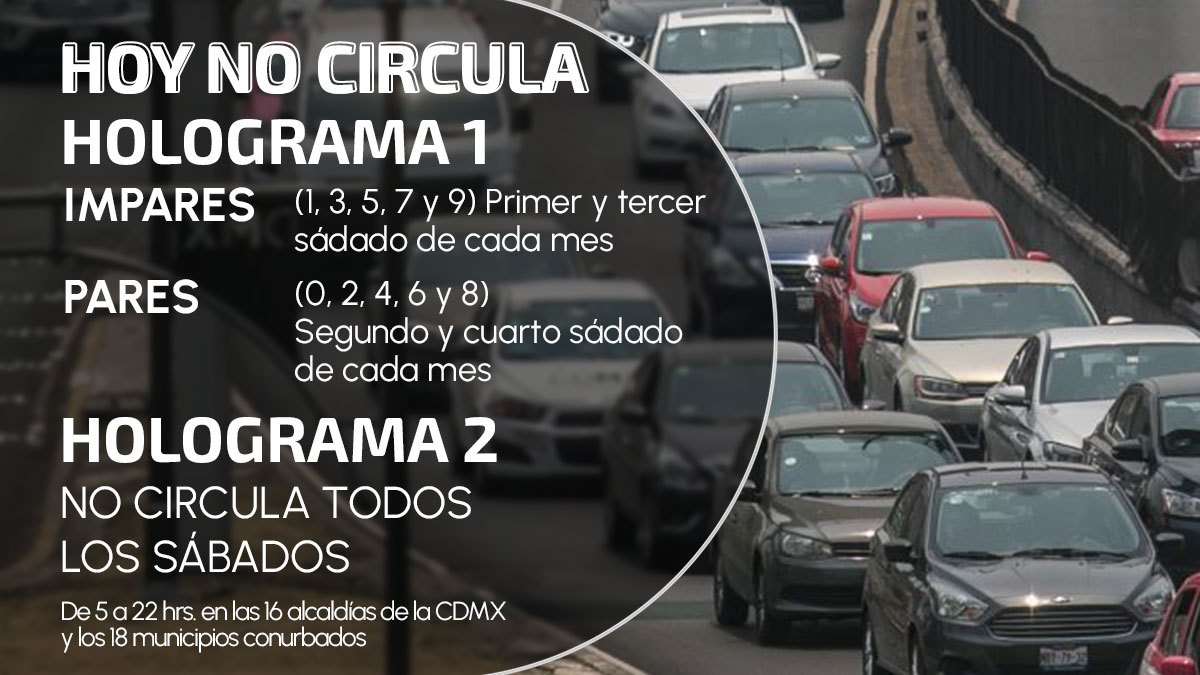 Hoy No Circula CDMX y Edomex sábado 29 de octubre de 2022