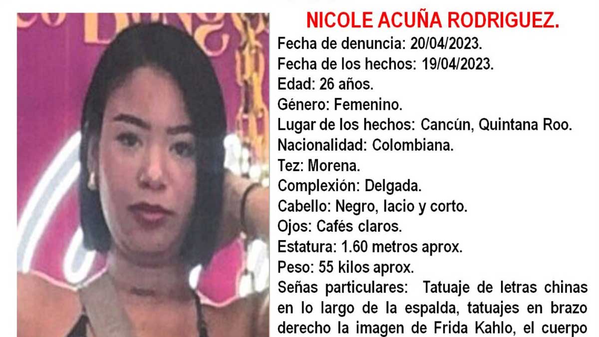 Nicole Acuña Colombiana Desaparecida