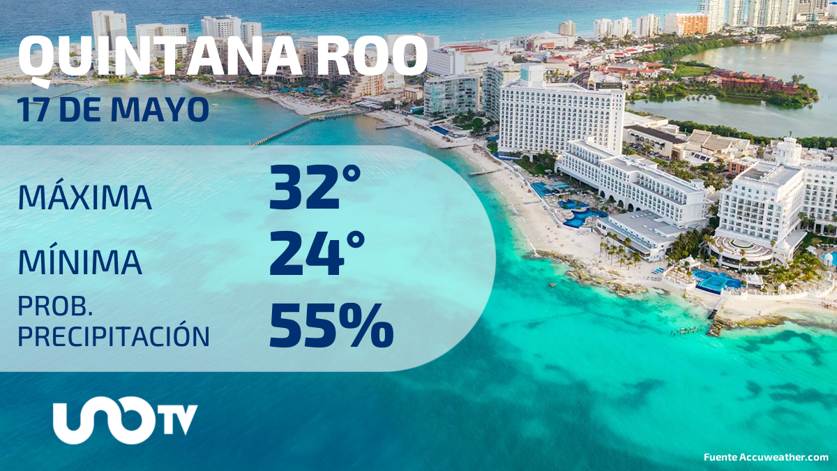 Clima en Quintana Roo para el 17 de mayo de 2023